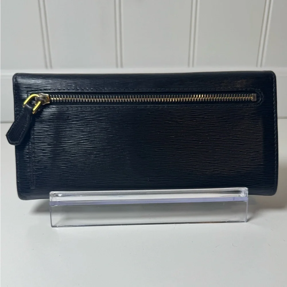 Prada Saffiano Lux Leather Continental Wallet with Gold Hardware